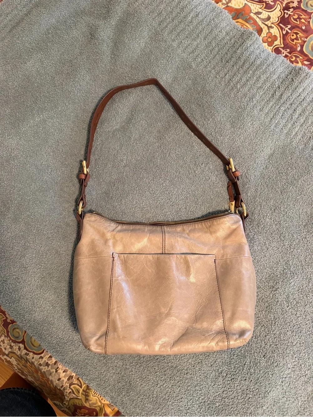HOBO Genuine Leather Taupe Shoulder Bag + Original Dust Bag